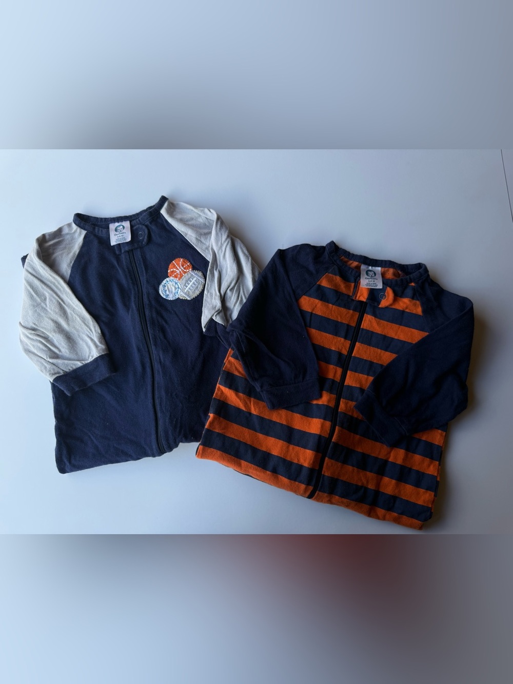 Gerber Navy and Orange Kids Zip-Up Hoodies Pair